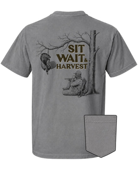 Sit, Wait And Harvest Turkey POCKET Tee