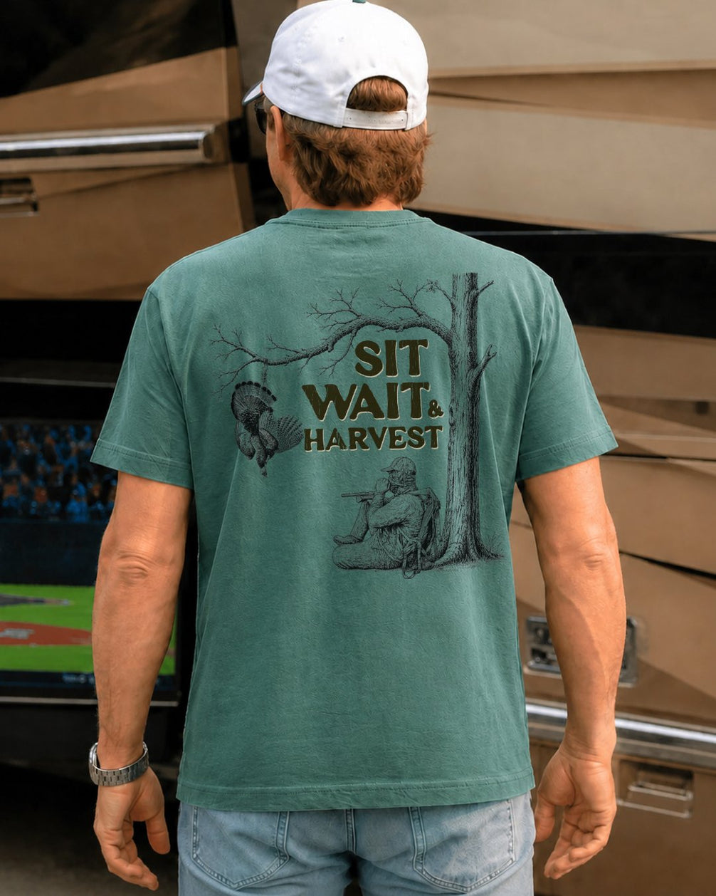 Sit, Wait And Harvest Turkey POCKET Tee