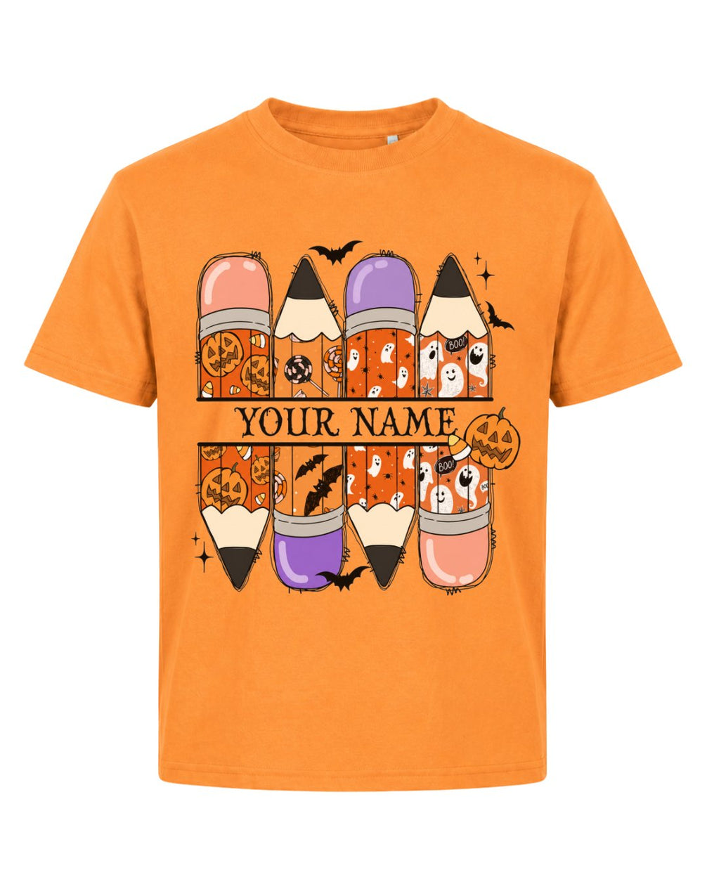 Personalized Your Name Pencils Ghost Pumpkin Youth Tee