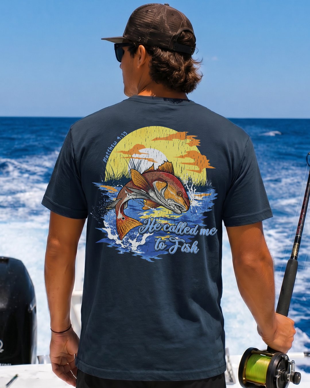 Matthew 4:19 Redfish Angler Faith Based T-shirt