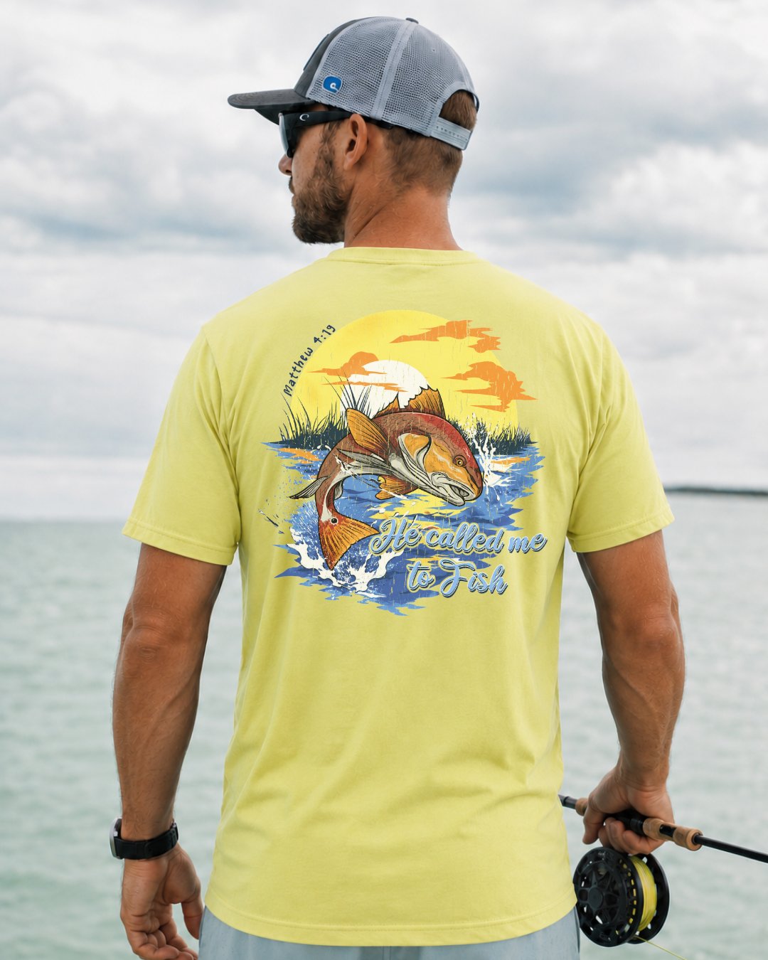 Matthew 4:19 Redfish Angler Faith Based T-shirt