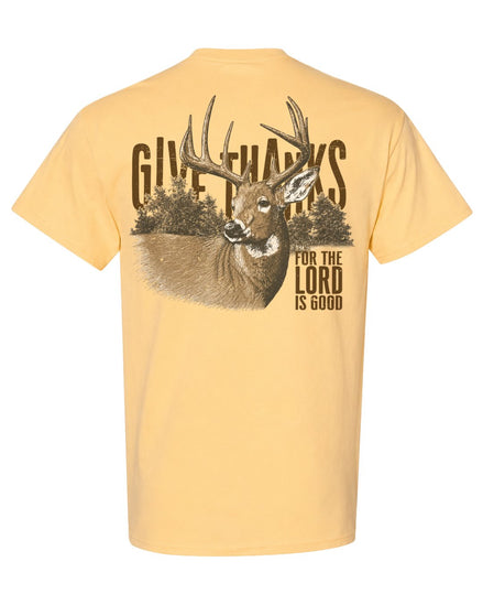 Give Thanks Deer Hunting Christian Faith T-shirt