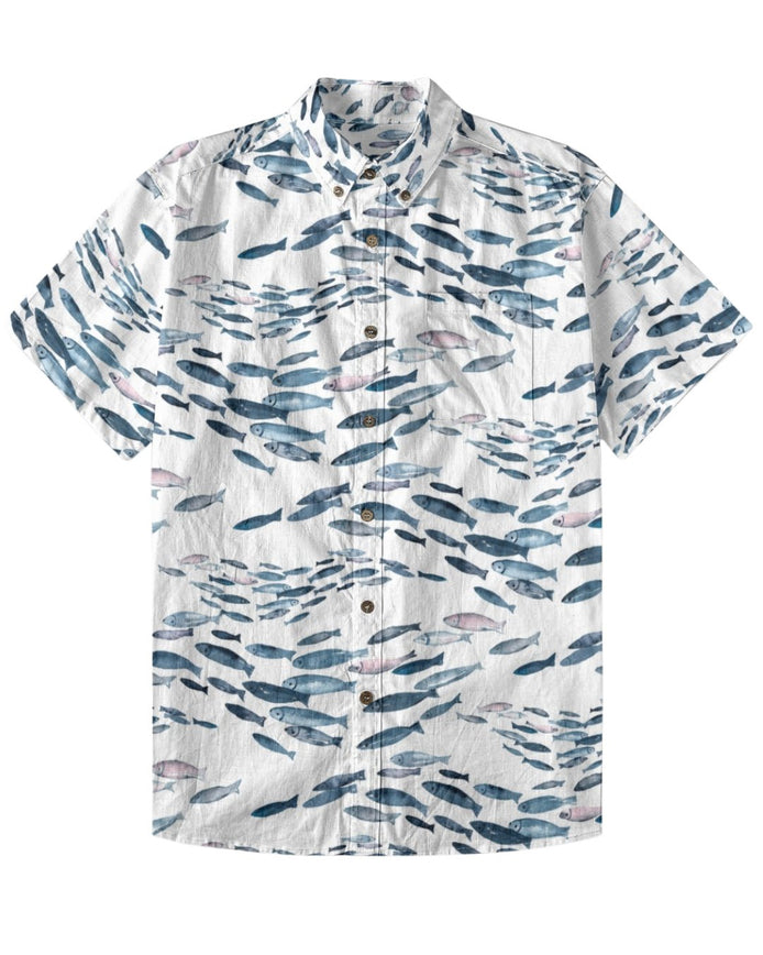 Watercolor Fish Swarm Men's Breathable Shirt