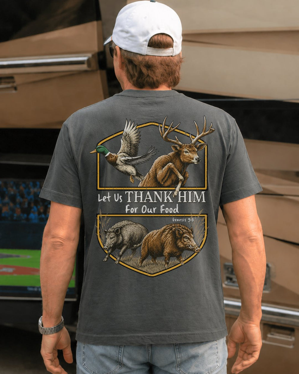"Let Us Thank Him" Genesis 93 Wildlife T-shirt