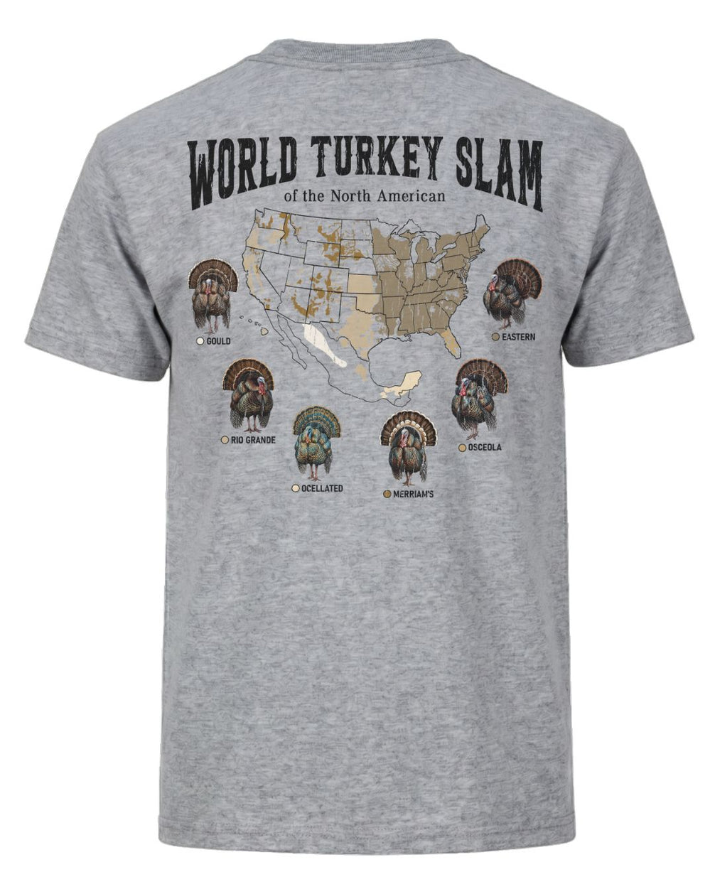 World Turkey Slam Subspecies Map T-shirt