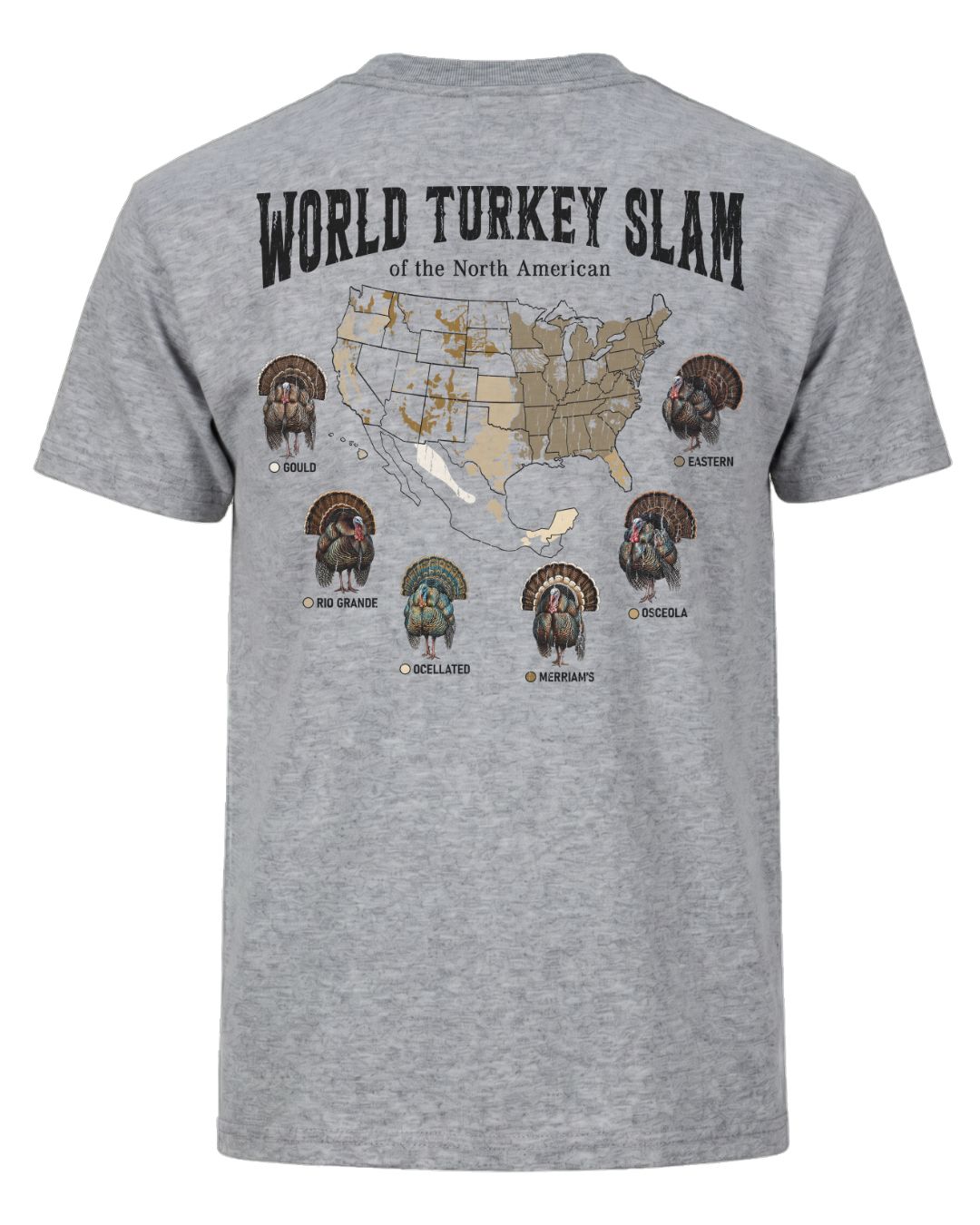 World Turkey Slam Subspecies Map T-shirt