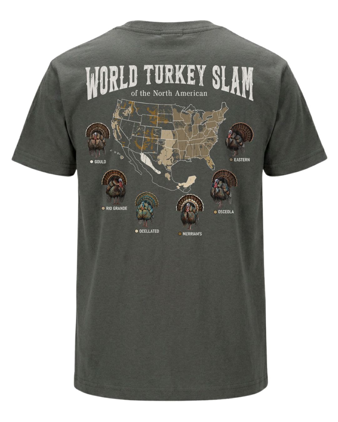 World Turkey Slam Subspecies Map T-shirt