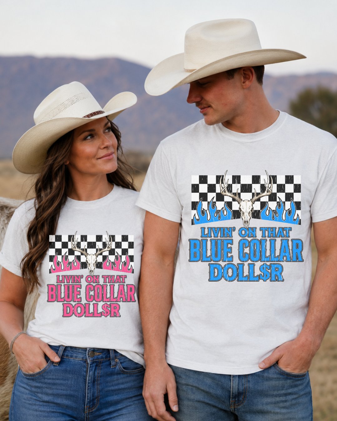 Blue Collar Dollar Couple Country Vibe T-shirt