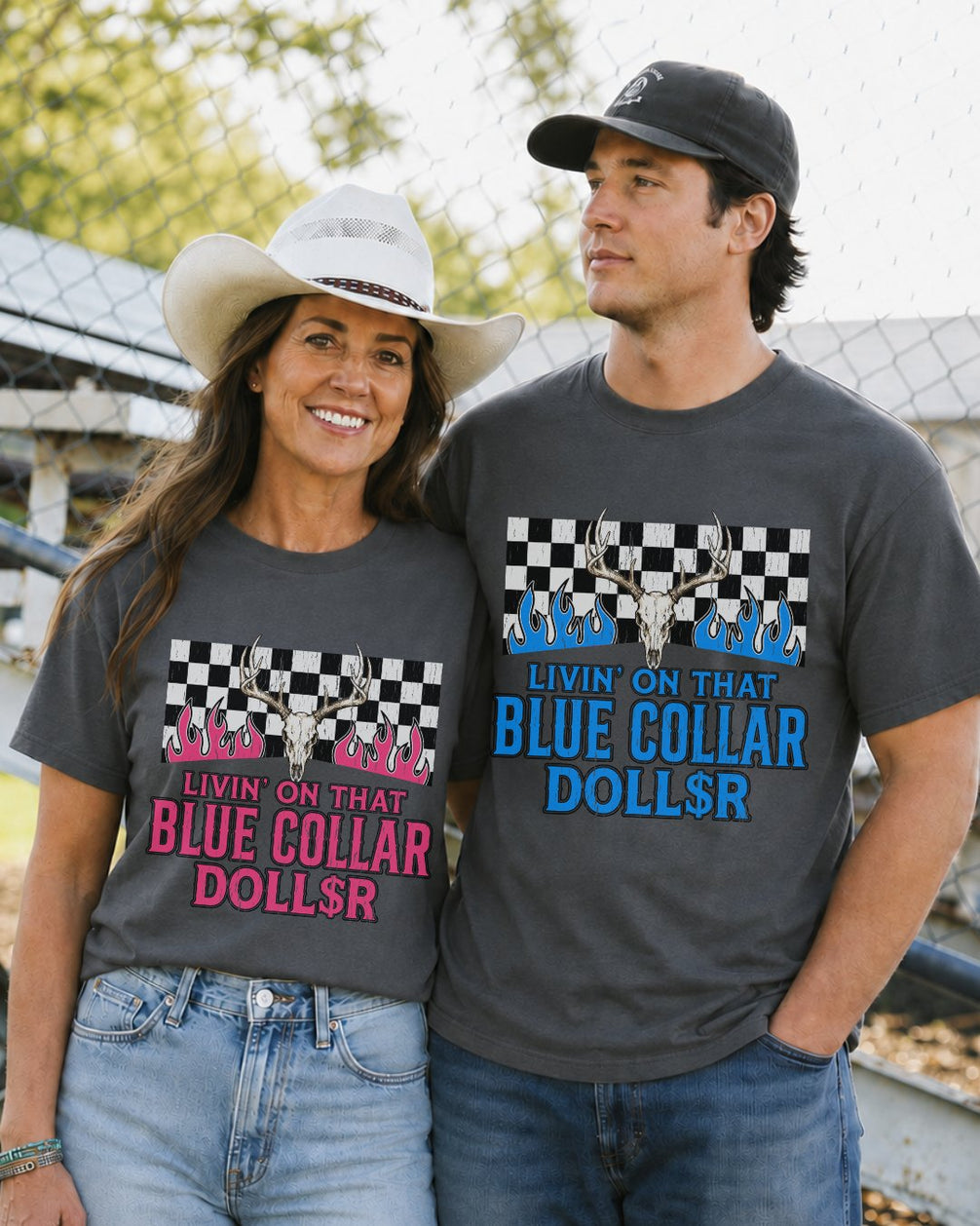 Blue Collar Dollar Couple Country Vibe T-shirt