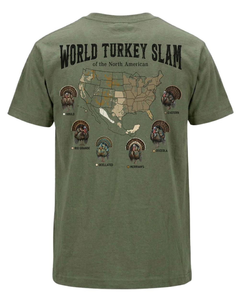 World Turkey Slam Subspecies Map T-shirt