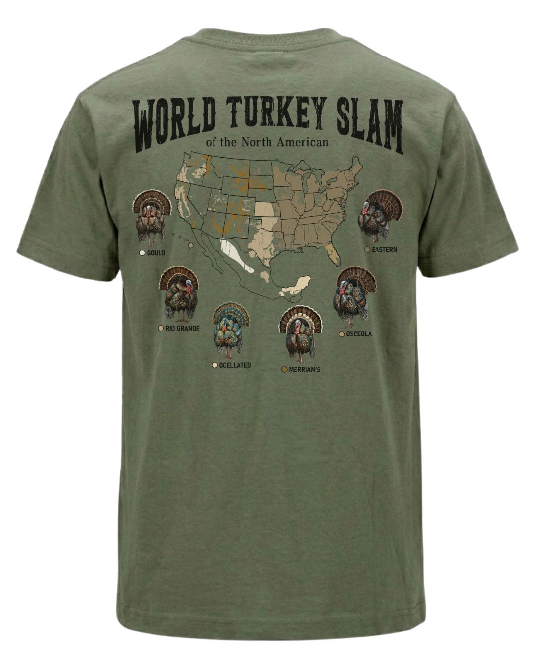 World Turkey Slam Subspecies Map T-shirt