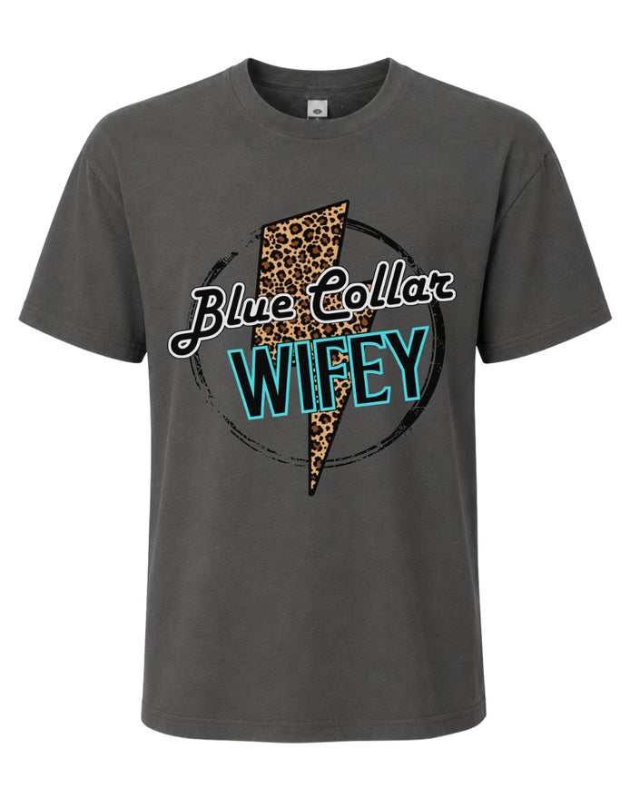 Leopard Lightning Blue Collar Couple T-shirt