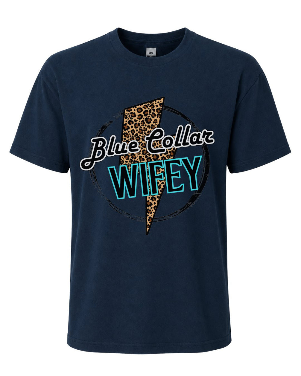 Leopard Lightning Blue Collar Couple T-shirt