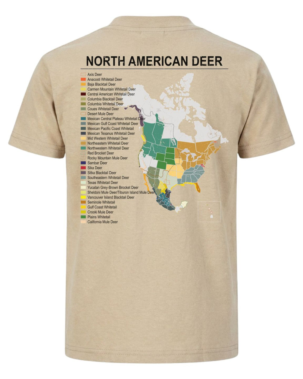 North American Deer Map T-Shirt