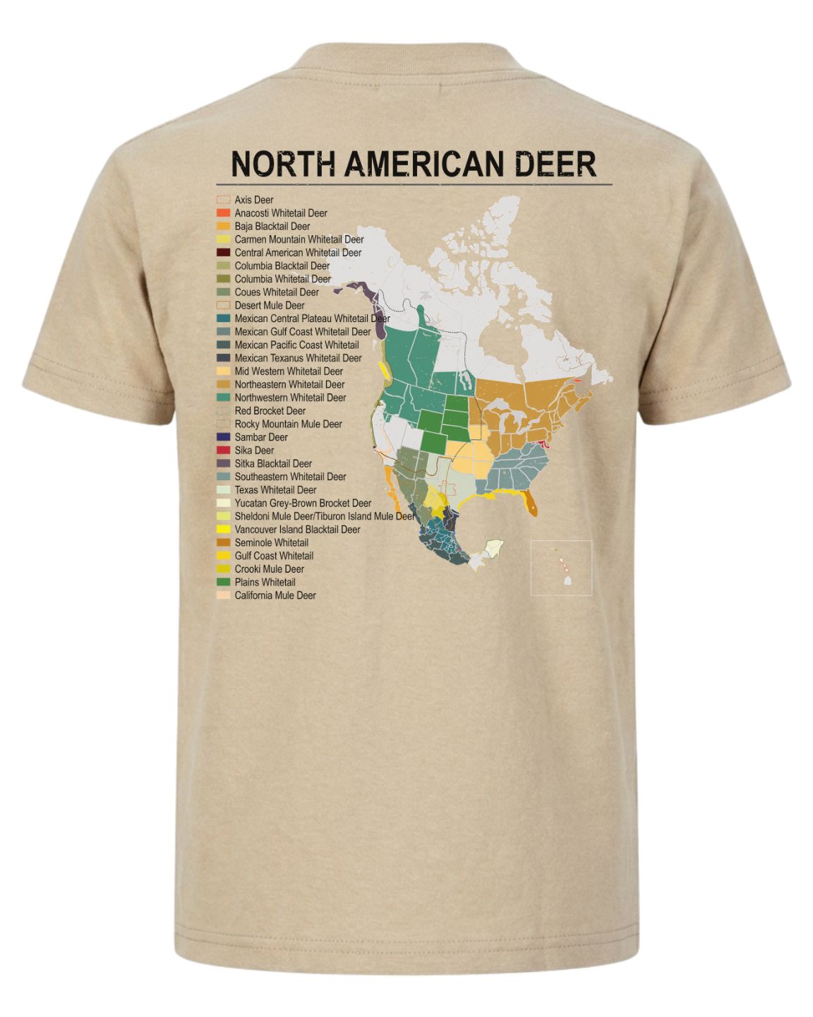 North American Deer Map T-Shirt
