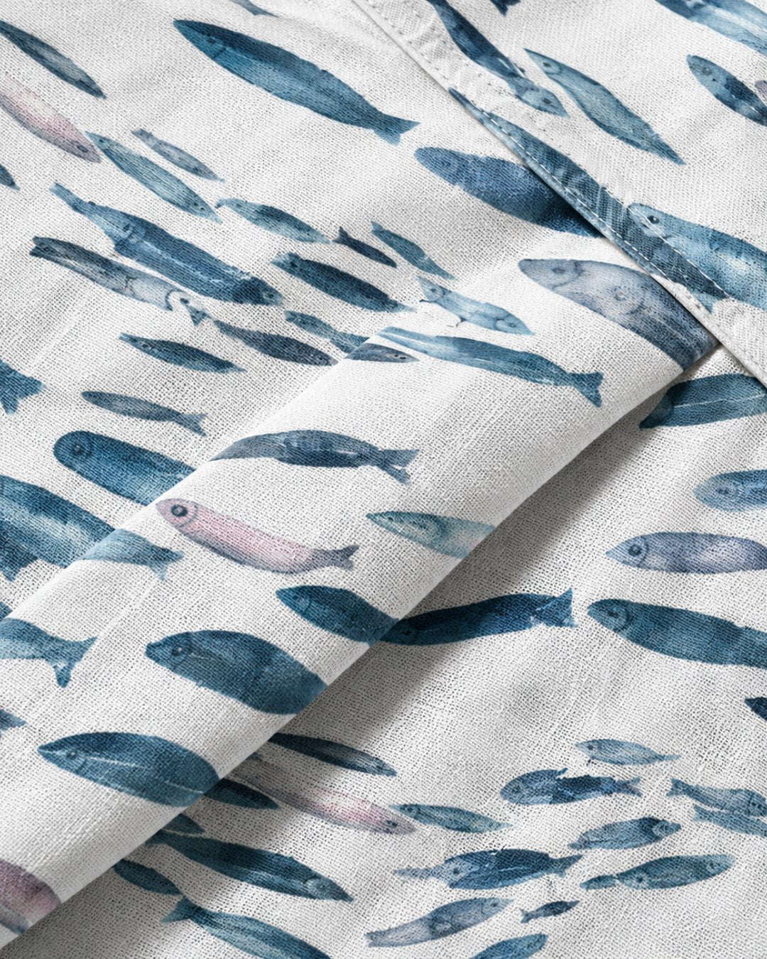 Watercolor Fish Swarm Men's Breathable Shirt