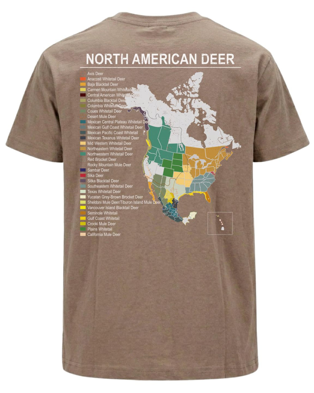 North American Deer Map T-Shirt