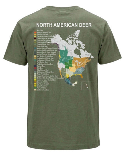 North American Deer Map T-Shirt