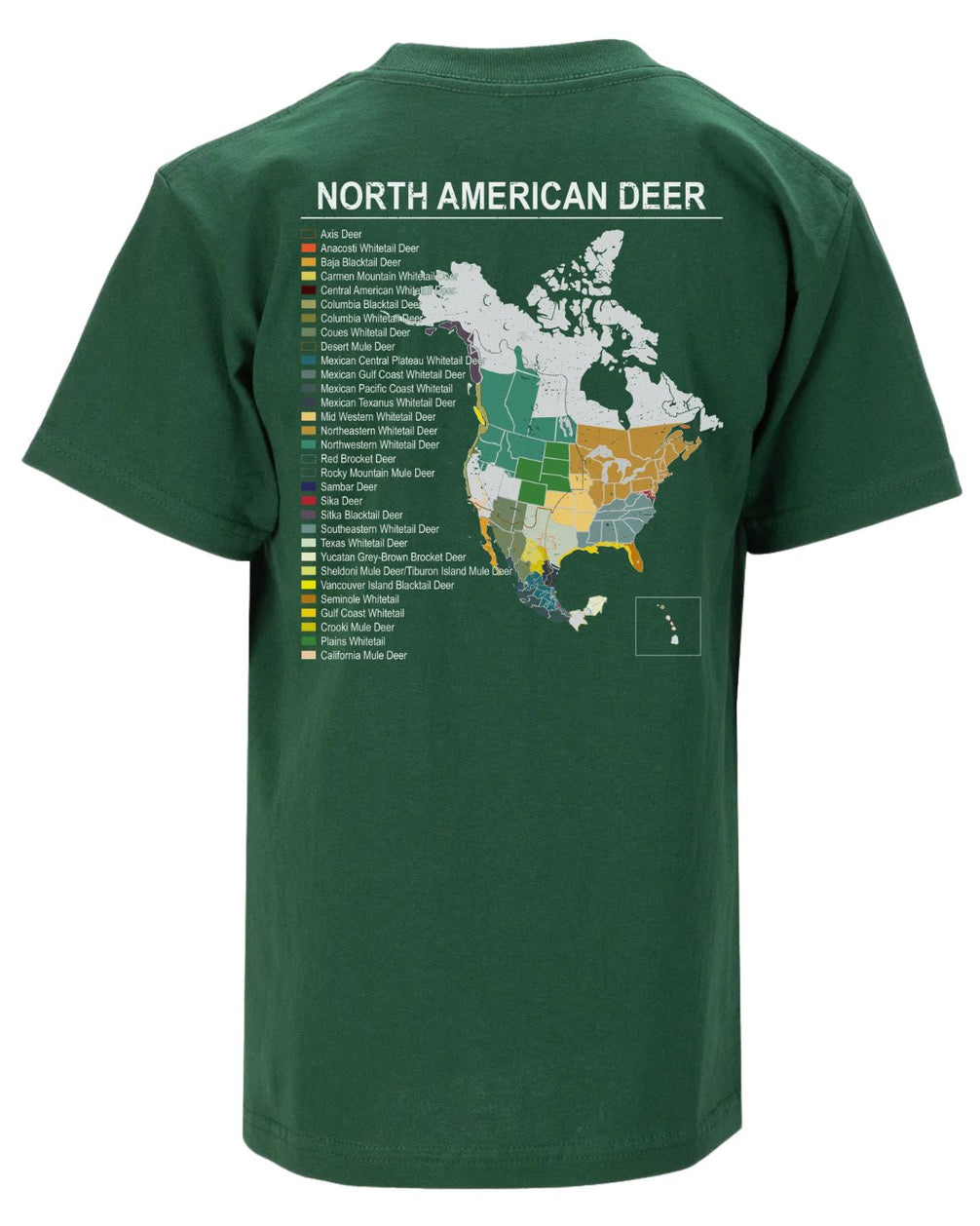 North American Deer Map T-Shirt