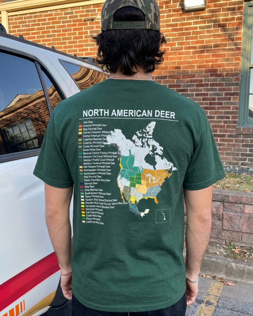 North American Deer Map T-Shirt
