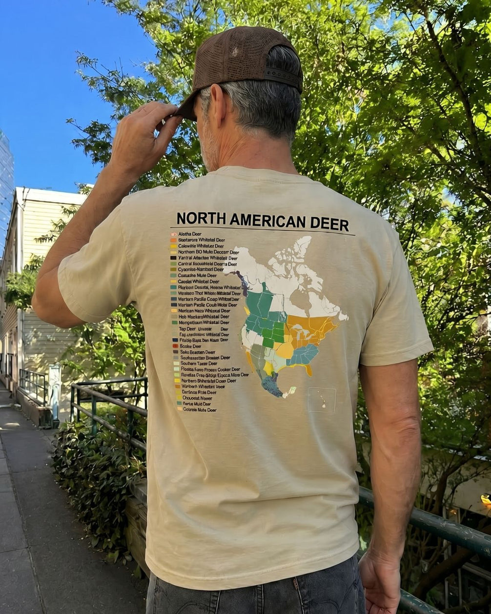 North American Deer Map T-Shirt