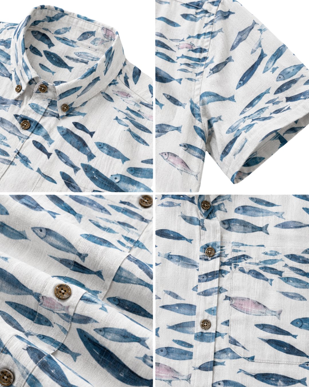 Watercolor Fish Swarm Men's Breathable Shirt