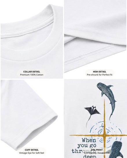 Isaiah 43:2 Deep Marine Life Christian Cross T-shirt