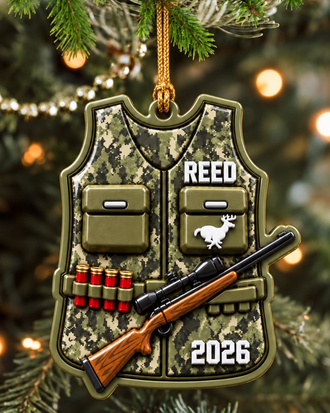 Personalized 3D Camo Hunting Vest Christmas Acrylic Ornament