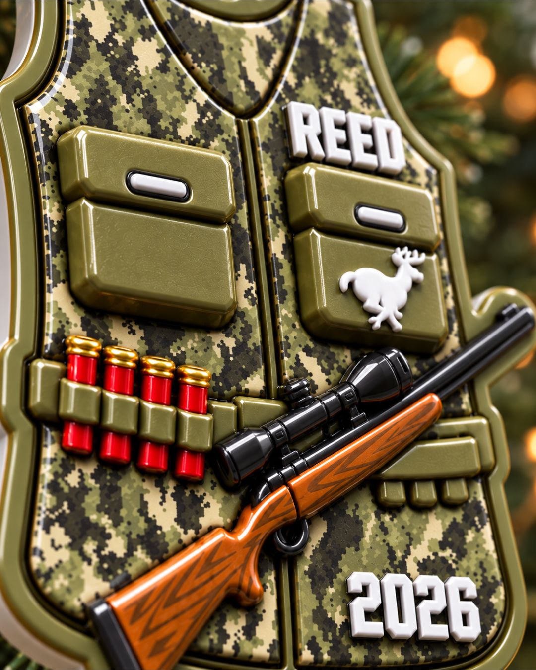 Personalized 3D Camo Hunting Vest Christmas Acrylic Ornament
