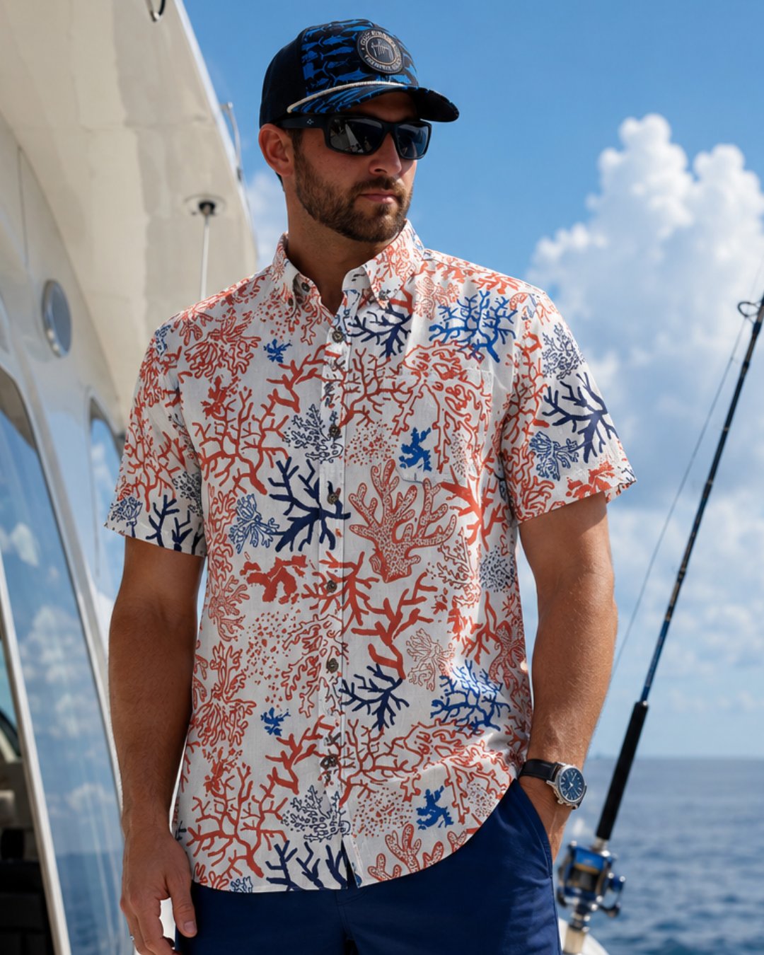 Ocean Coral Branch Men's Breathable Shirt