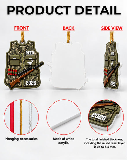 Personalized 3D Camo Hunting Vest Christmas Acrylic Ornament