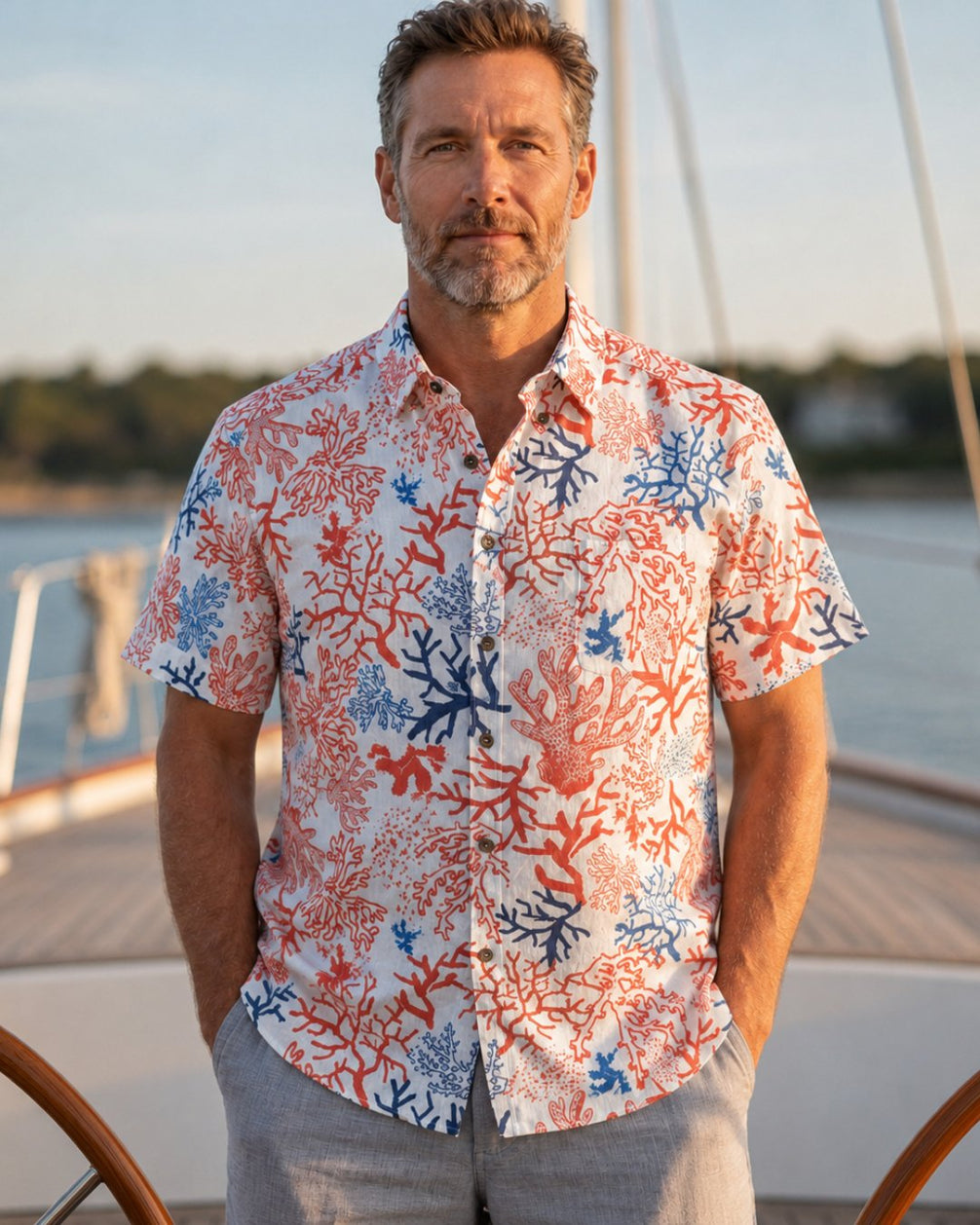 Ocean Coral Branch Men's Breathable Shirt