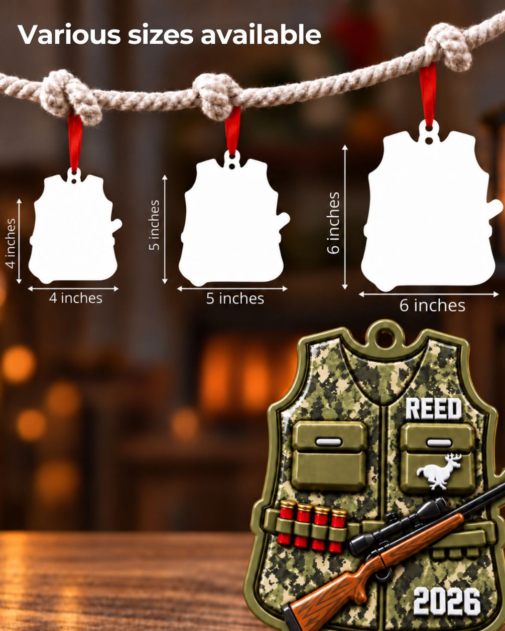 Personalized 3D Camo Hunting Vest Christmas Acrylic Ornament
