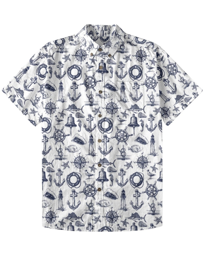Coastal Mariner Doodle Men's Breathable Shirt