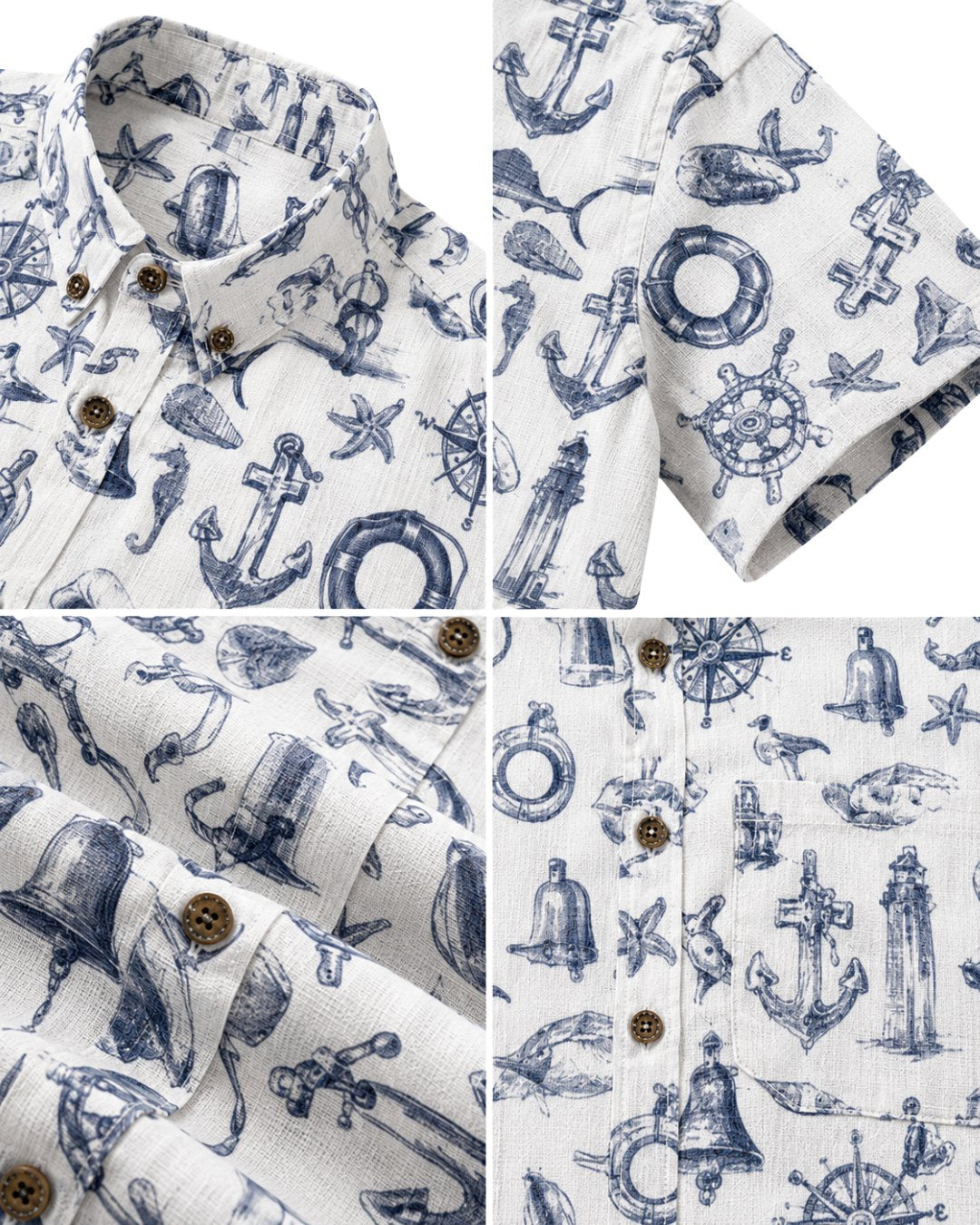 Coastal Mariner Doodle Men's Breathable Shirt