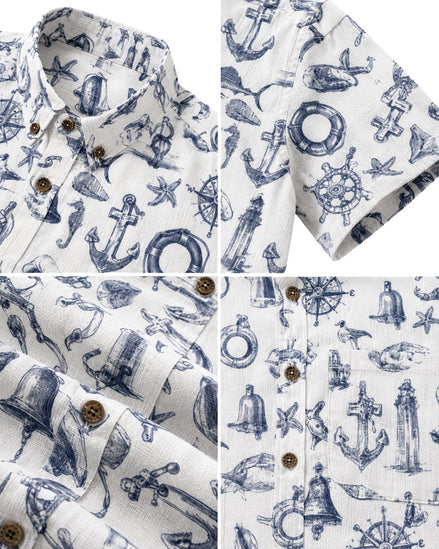 Coastal Mariner Doodle Men's Breathable Shirt