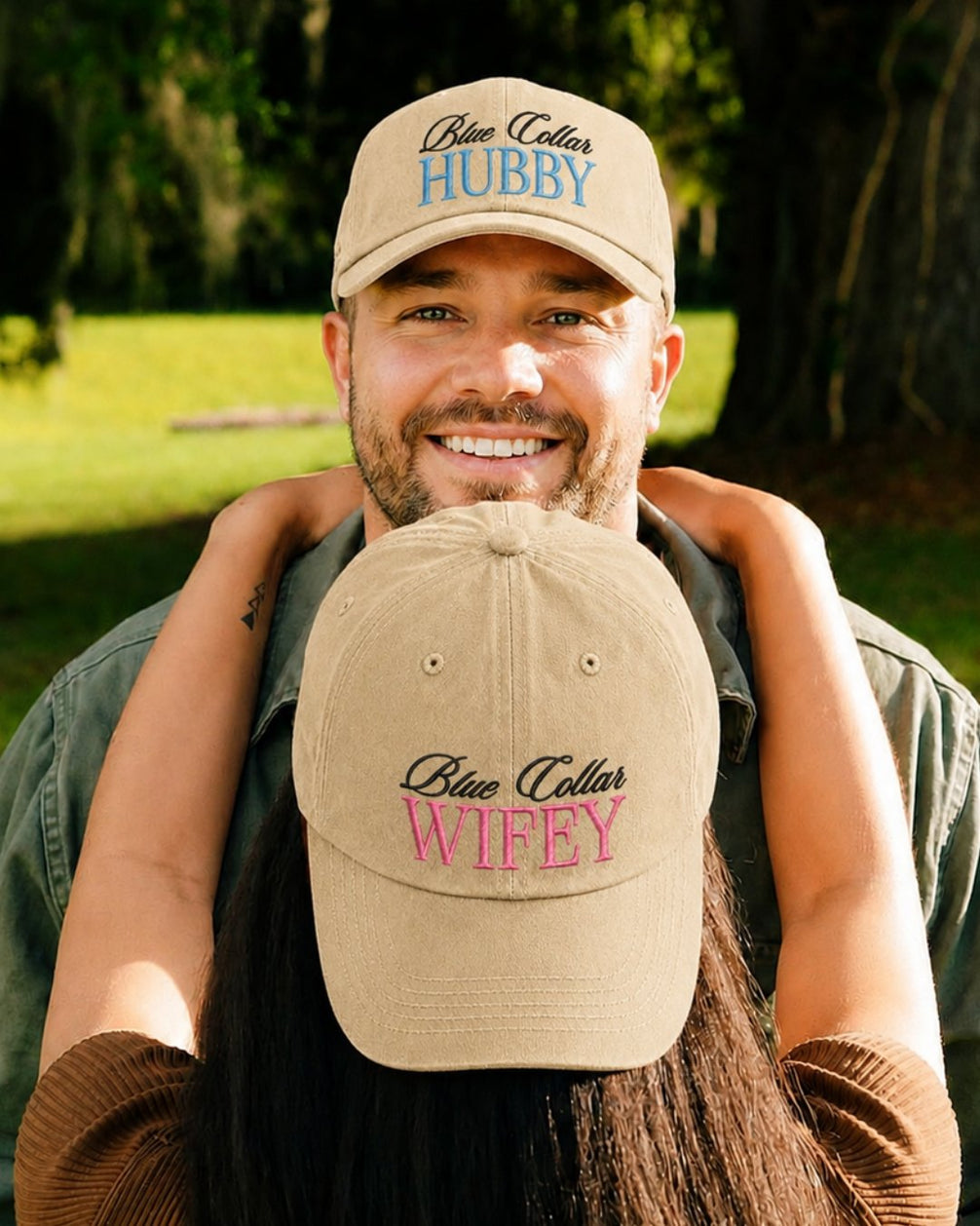 Blue Collar Hubby And Wifey Embroidered Classic Hat