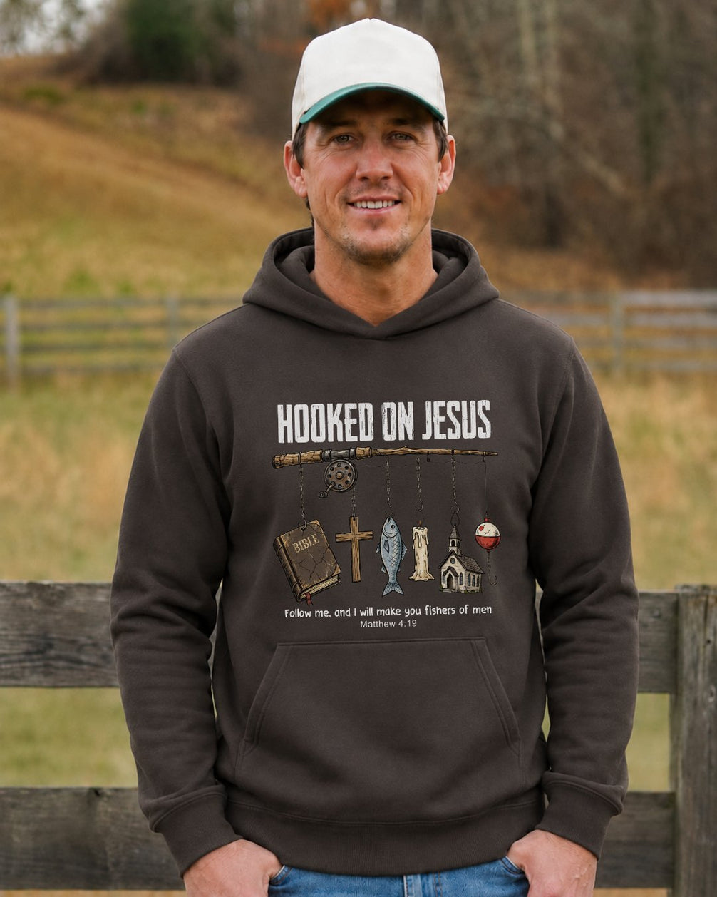 Hooked On Jesus Fisherman Hoodie