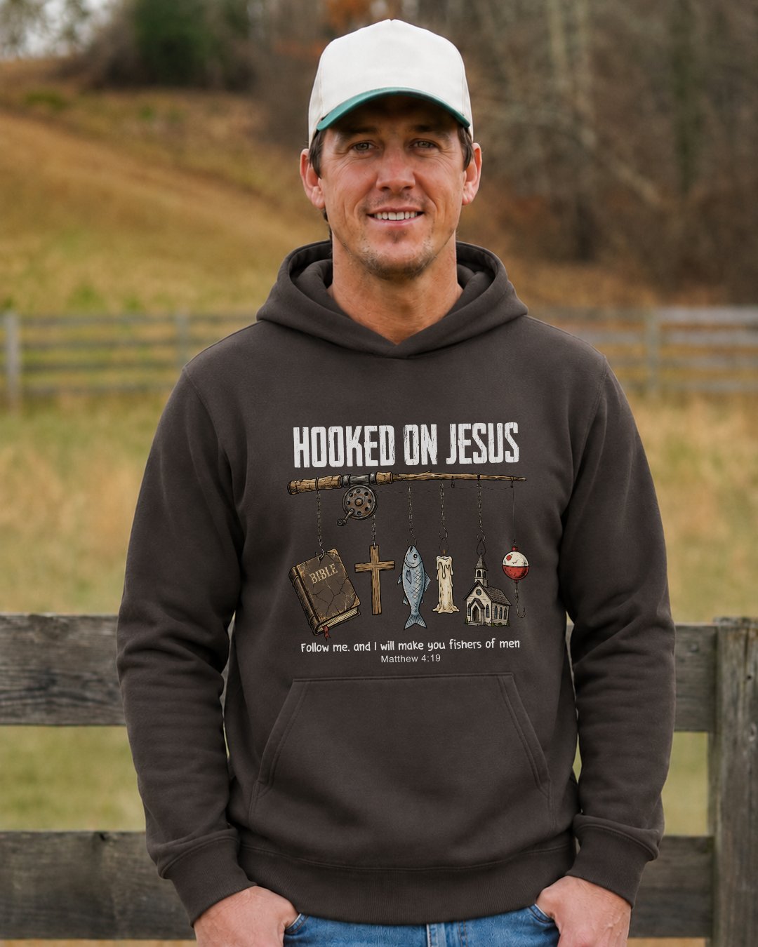 Hooked On Jesus Fisherman Hoodie
