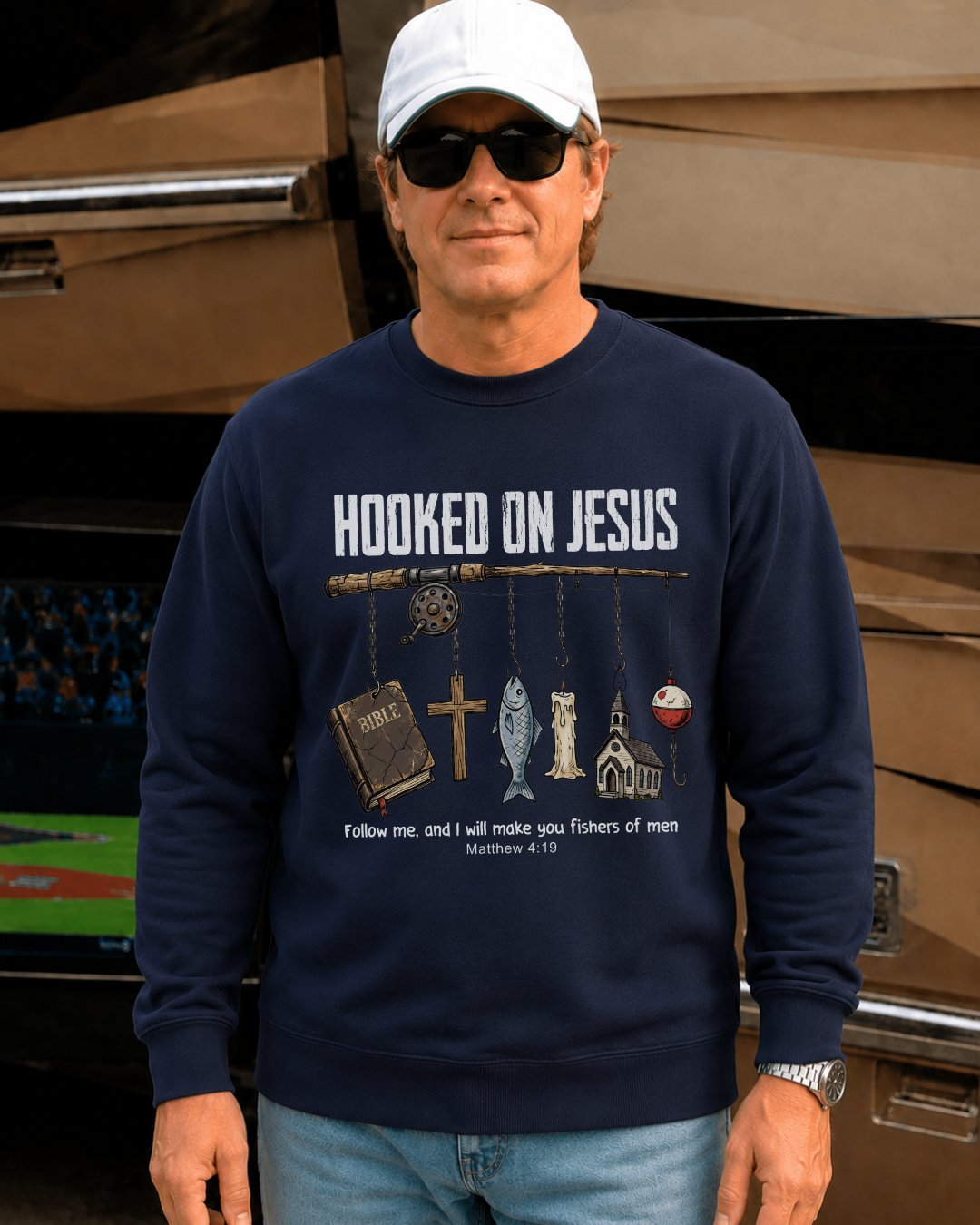 Hooked On Jesus Fisherman Sweatshirt