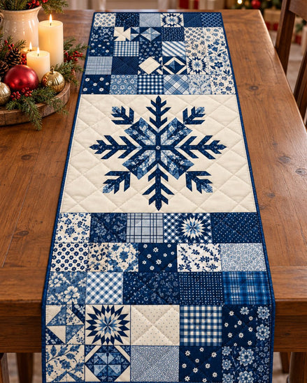 Winter Patchwork Snowflake Table Runner