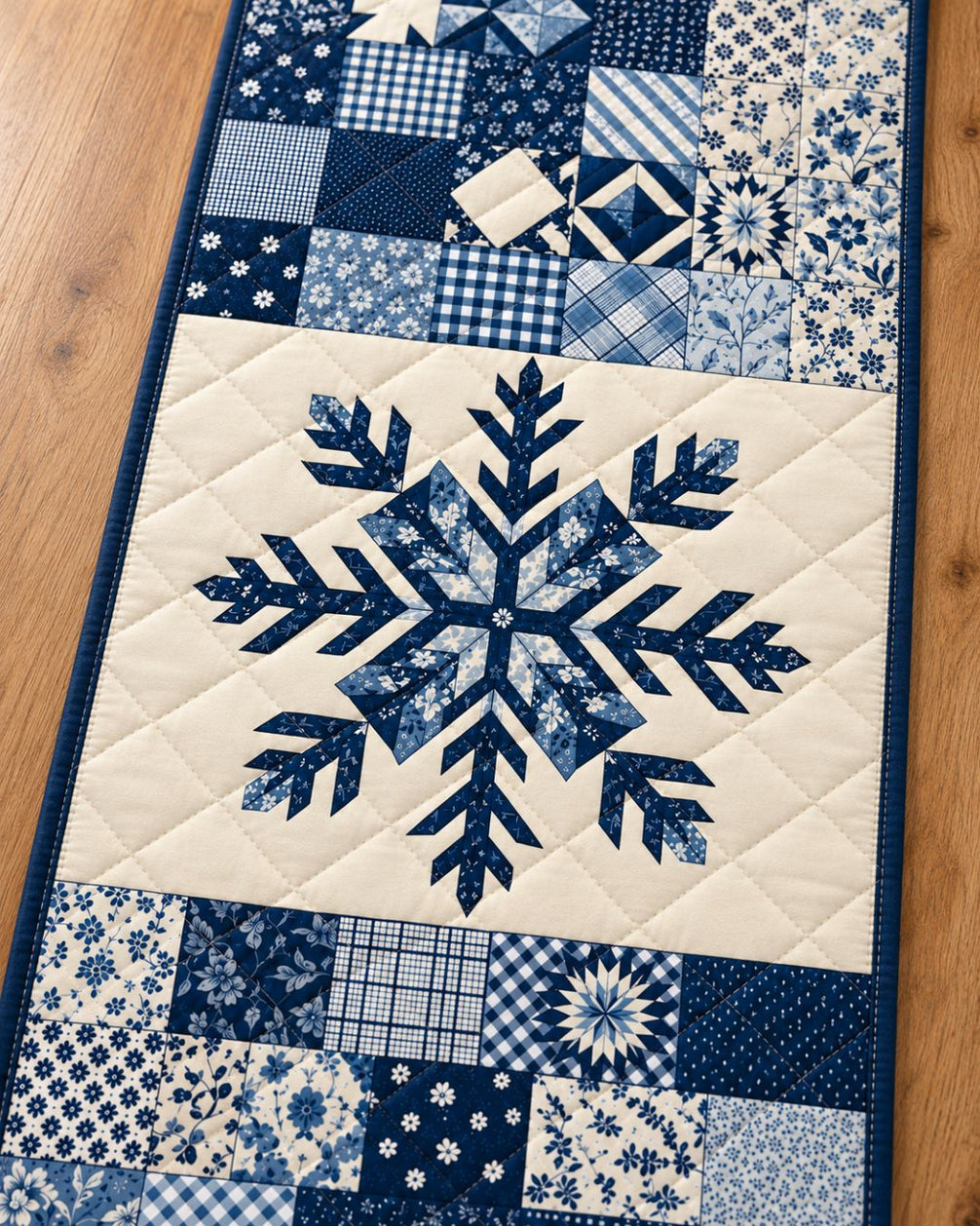 Winter Patchwork Snowflake Table Runner
