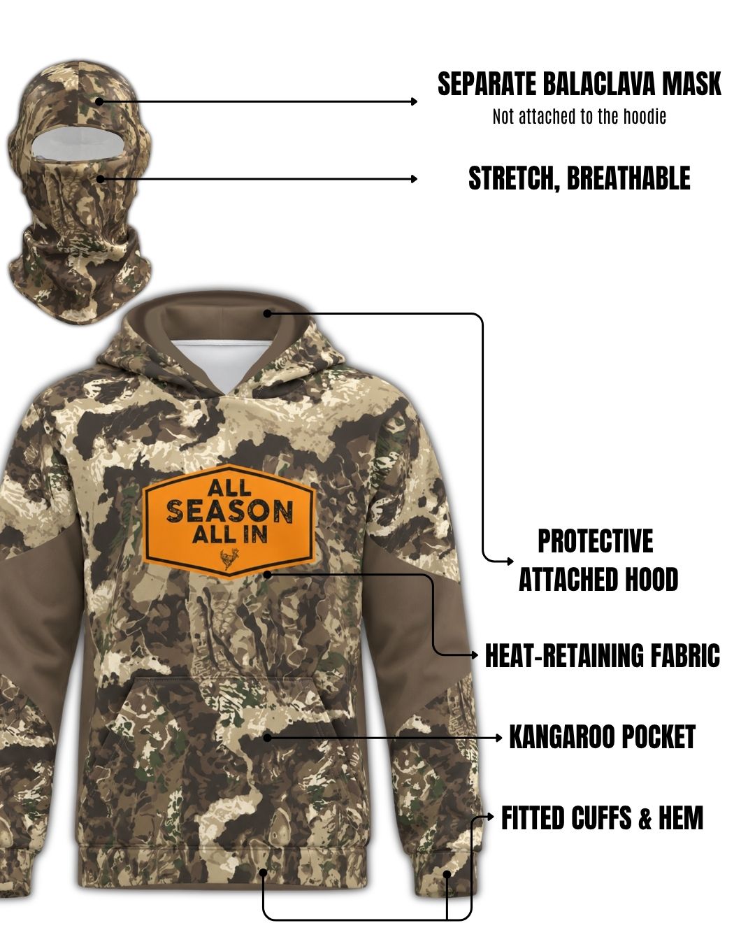 All Season All In Camo Balaclava Hoodie