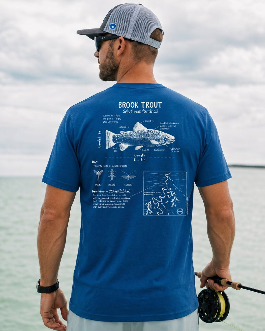 Brook Trout Anatomy Blueprint T-shirt