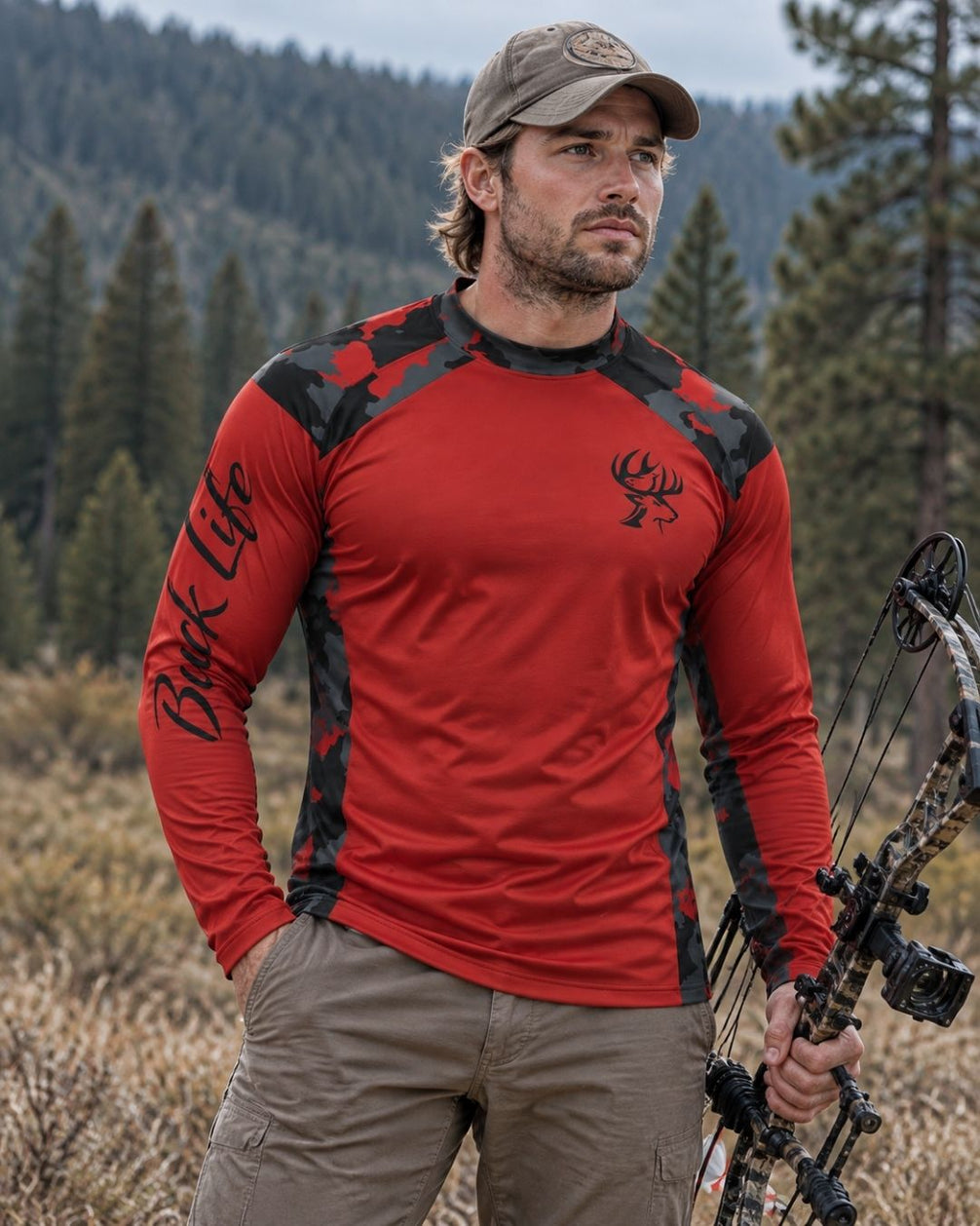 Long-Sleeve detail - Buck Life Christmas Camo Layering Series