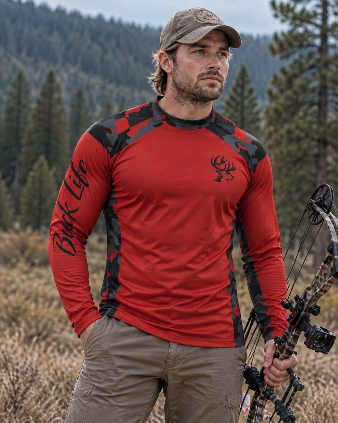 Long-Sleeve detail - Buck Life Christmas Camo Layering Series