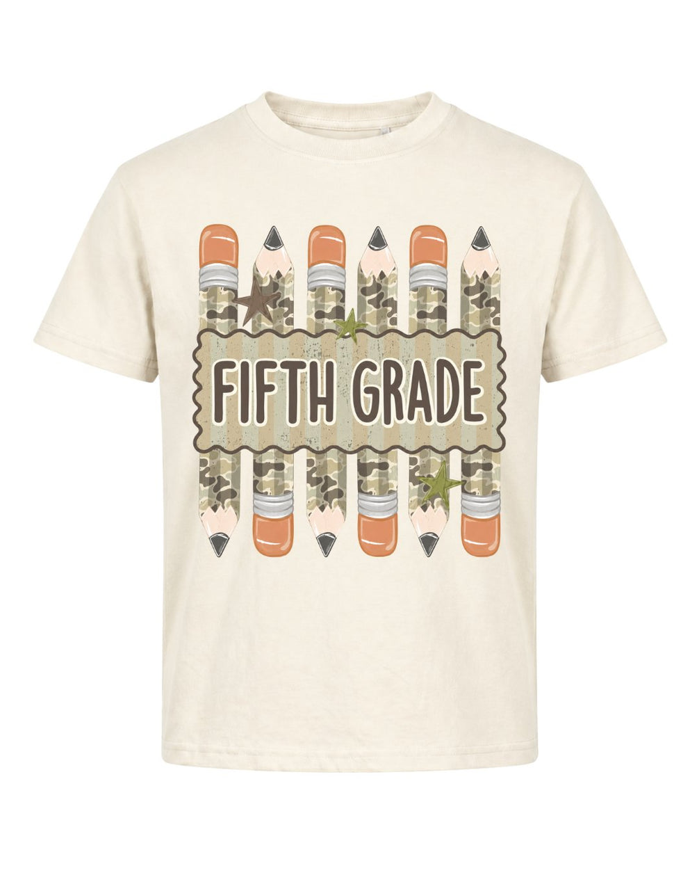 Camo Pencil Fifth Grade Youth Tee