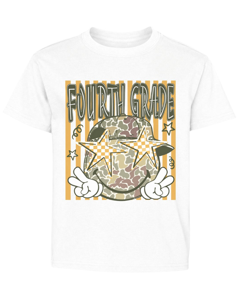 Camo Smiley Fifth Grade Back To School Youth Tee