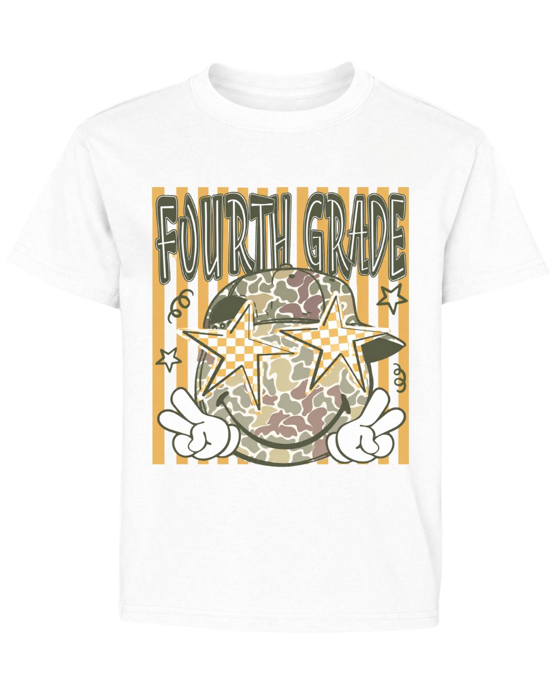 Camo Smiley Fifth Grade Back To School Youth Tee