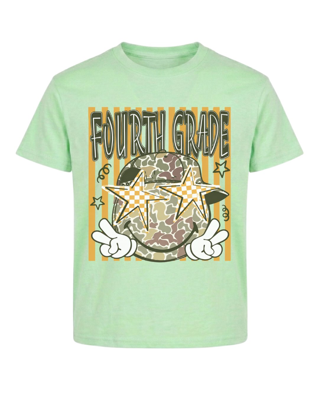 Camo Smiley Fifth Grade Back To School Youth Tee